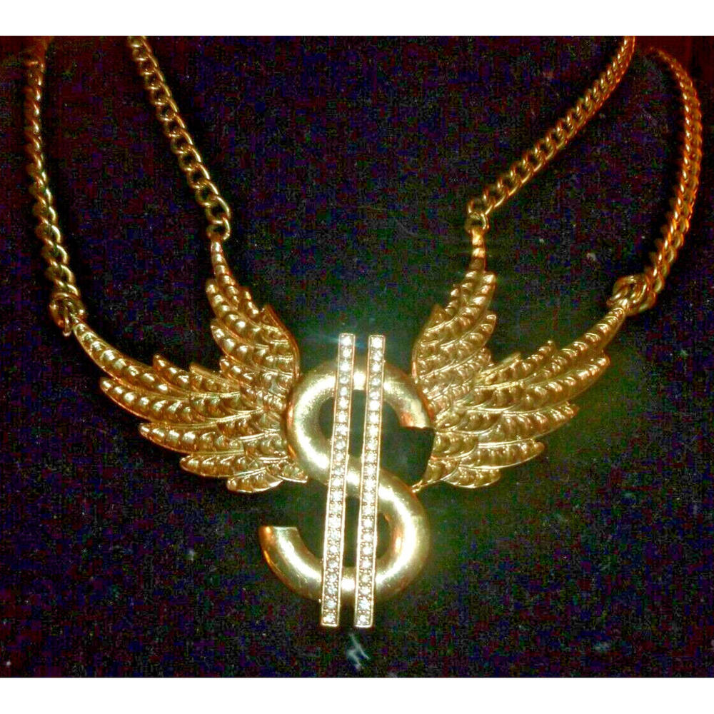 Bling $ Dollar Sign Necklace XL Pendant‎ Gold Tone Hip Hop Rapper 18"